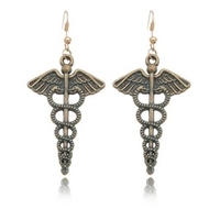 Vintage Blue Earrings Alloy Angel Magic Wand Earrings