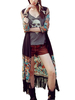 Vintage Boho Floral Tassel Embroidery Chiffon Long Women Cardigan