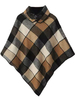 Vintage Button Plaid Printed Woolen High Collar Women Cape