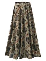 Vintage Casual Loose Elastic Waist Loose Women Printed Skirts