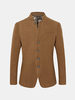 Vintage Casual Solid Colors Windproof Warm Slim Fit Stand Collar Woolen Coat For Men