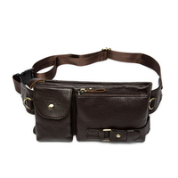 Vintage Casual Waist Bag Solid Genuine Leather Crossbody Bag For Men