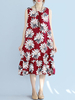 Vintage Casual Women Sleeveless Loose Print Dresses