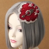 Vintage Cosplay Hairwear Wedding Red Rose Lace Crystal Heart Hairpin Jewelry