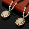 Vintage Crystal Necklace Oval Crystal Rhinestone Sweater Necklace