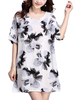 Vintage Elegant Women Short Sleeve Pocket Ink Printed Dress