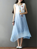 Vintage Embroidered Gradient Sleeveless O-neck Women Maxi Dress