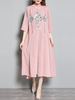 Vintage Embroidered Half Sleeeve Cardigans Sleeveless Dresses For Women