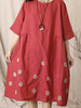 Vintage Embroidered Half Sleeve O-Neck Loose Women Dresses