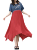 Vintage Embroidered Short Sleeve Irregular Hem Dresses