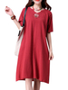 Vintage Embroidered Short Sleeve V-Neck Loose Dress For Women