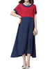 Vintage Embroidered Stitching Short-Sleeve Loose Dress