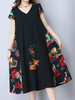 Vintage Embroidered V-Neck Short Sleeve Women Dresses