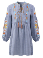 Vintage Embroidery Ethnic Loose Tassel Dresses