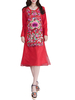 Vintage Embroidery O-Neck Long Sleeve Women Dresses