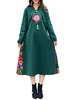 Vintage Ethnic Embroidery Puff Sleeve Print Dress