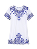 Vintage Ethnic Loose Floral Printed Short Sleeve Mini Dress