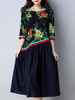 Vintage Ethnic Loose Print Patchwork Dresses
