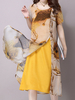 Vintage Fake Two Pieces Short Sleeve O Neck Women Dresses