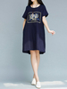 Vintage Floral Embroidered Short Sleeve O-neck Dress For Women
