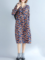 Vintage Floral Loose Print Dresses