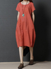 Vintage Floral Loose Short Sleeve O-neck Dress For Women