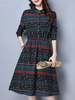 Vintage Floral Pocket Long Sleeve Stand Collar Dresses For Women