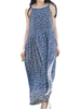 Vintage Floral Print Spaghetti Strap O-neck Maxi Dress For Women
