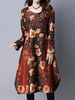 Vintage Floral Printed Long Sleeve Irregular Hem Dresses