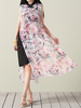 Vintage Floral Printed Sleeveless Fake Two Pieces Dresses