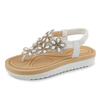Vintage Flower Bead Elastic Flat Clip Toe Beach Sandals