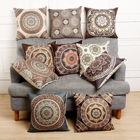 Vintage Flower Cotton Linen Throw Pillow Case Waist Cushion Cover Bags Home Sofa Car Decor