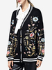 Vintage Flower Embroidery Women Front Closure Sweatwer Coats