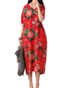 Vintage Flower Printed Back Split Maxi Dress For Women