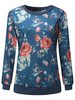 Vintage Flower Printed Long Sleeve Tracksuit Polo Shirts For Women