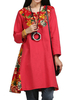 Vintage Flower Printed Patchwork Long Sleeve Mini Dress For Women
