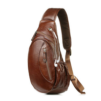 Vintage Genuine Leather Casual Crossbody Shoulder Bag Chest Bag For Men