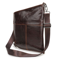 Vintage Genuine Leather Casual Stitching Crossbody Shoulder Bag For Men