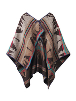 Vintage Geometric Patterns Printed Cape Cloak For Women