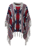 Vintage Geometric Patterns Printed Tassels Patchwork Pullover Knit Cloak Outerwear