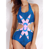 Vintage Geometric Printing Halter One Pieces Monokinis Swimwear