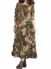 Vintage Graffiti Printed Long Sleeve Asymmetric Hem Dress For Women