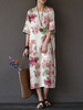 Vintage Half Sleeve Floral Printed Long Maxi Women Dresses
