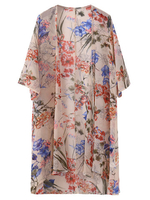 Vintage Half Sleevs Floral Printed Chiffon Kimonos Cardigans For Women