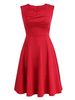 Vintage Hepburn Style Women High Waist Pure Color Dresses