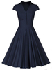Vintage Hepburn Style Women V-Neck Short Sleeve Dresses