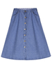 Vintage High Waist A-line Midi Denim Skirt For Women