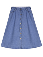 Vintage High Waist A-line Midi Denim Skirt For Women