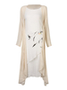 Vintage Ink Printed Dress And Long Sleeve Cardigan Women Suit