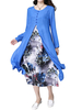 Vintage Ink Printed Fake Two-piece Midi Dress For Women